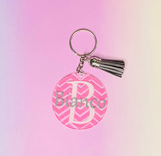Chevron Name and Initial Keychain