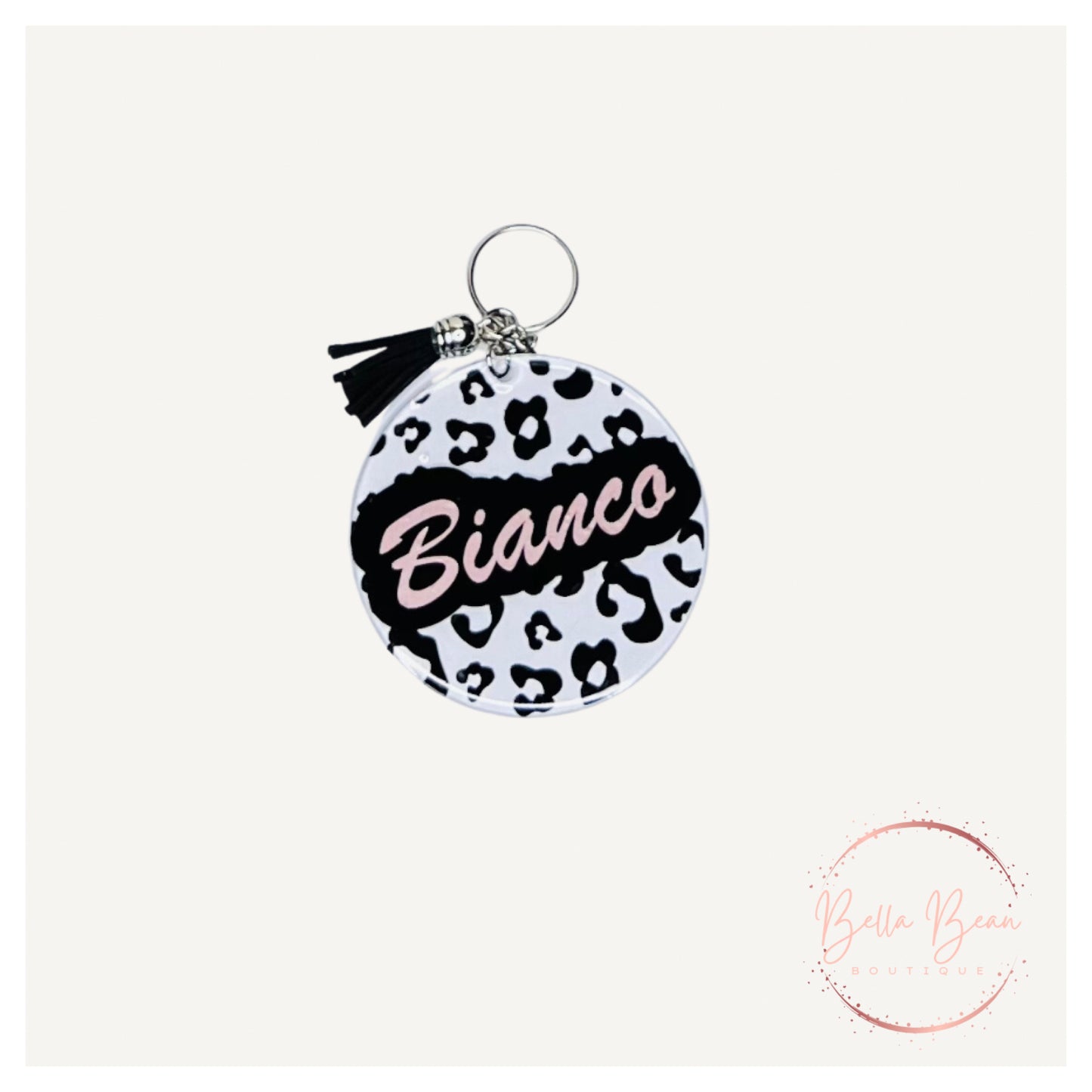 Leopard Print and Name Keychain