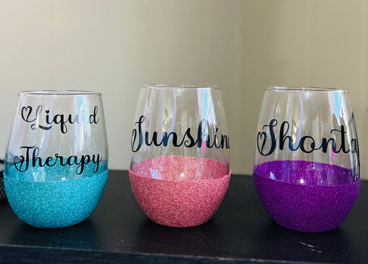 Glittered Wine Glasses (Stemless)